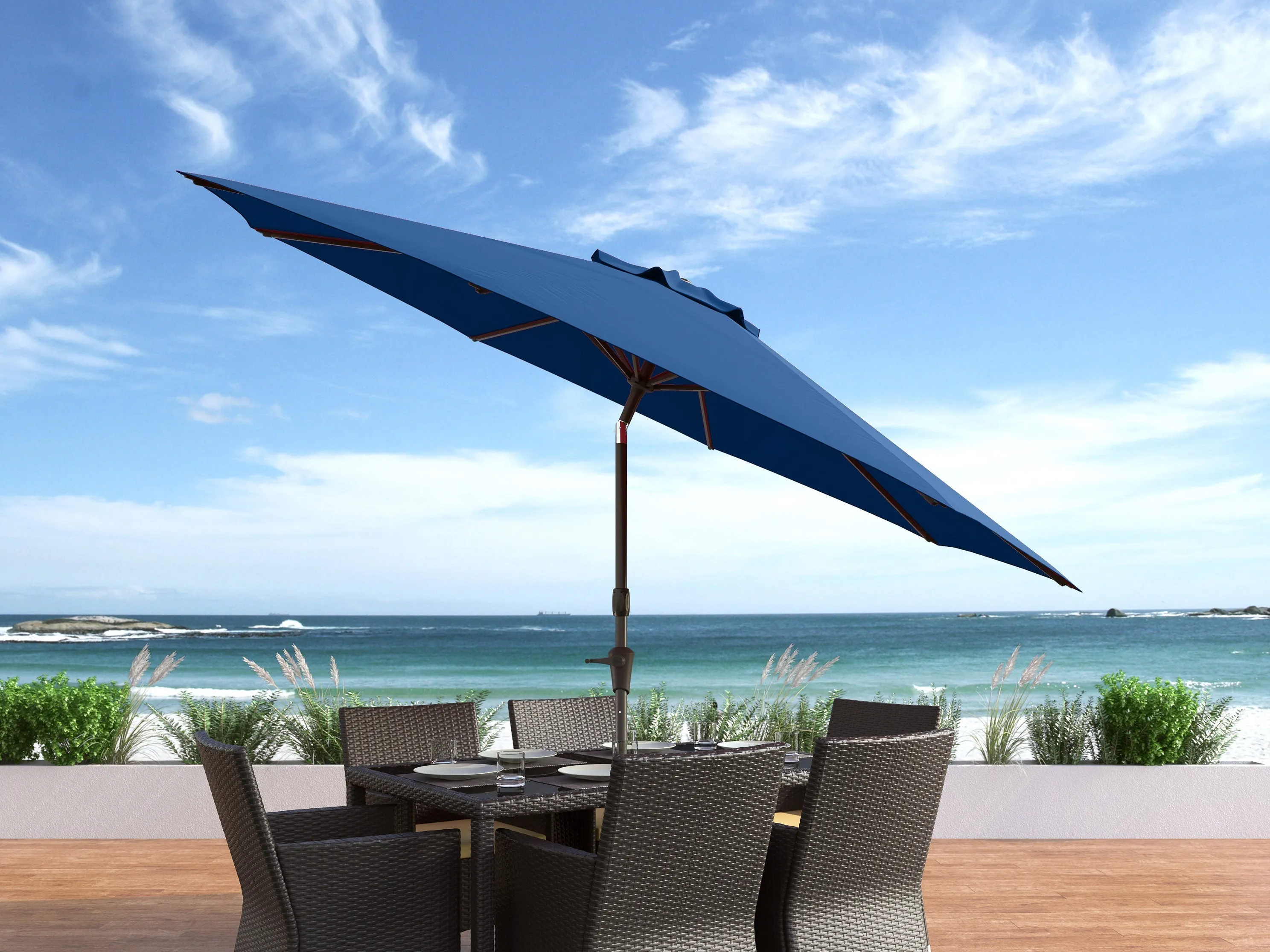10ft Wind Resistant Cobalt Blue Patio Umbrella