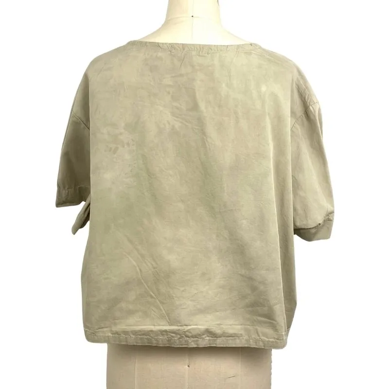 Allyn Boxy Tee in Light Olive Green Cotton Poplin