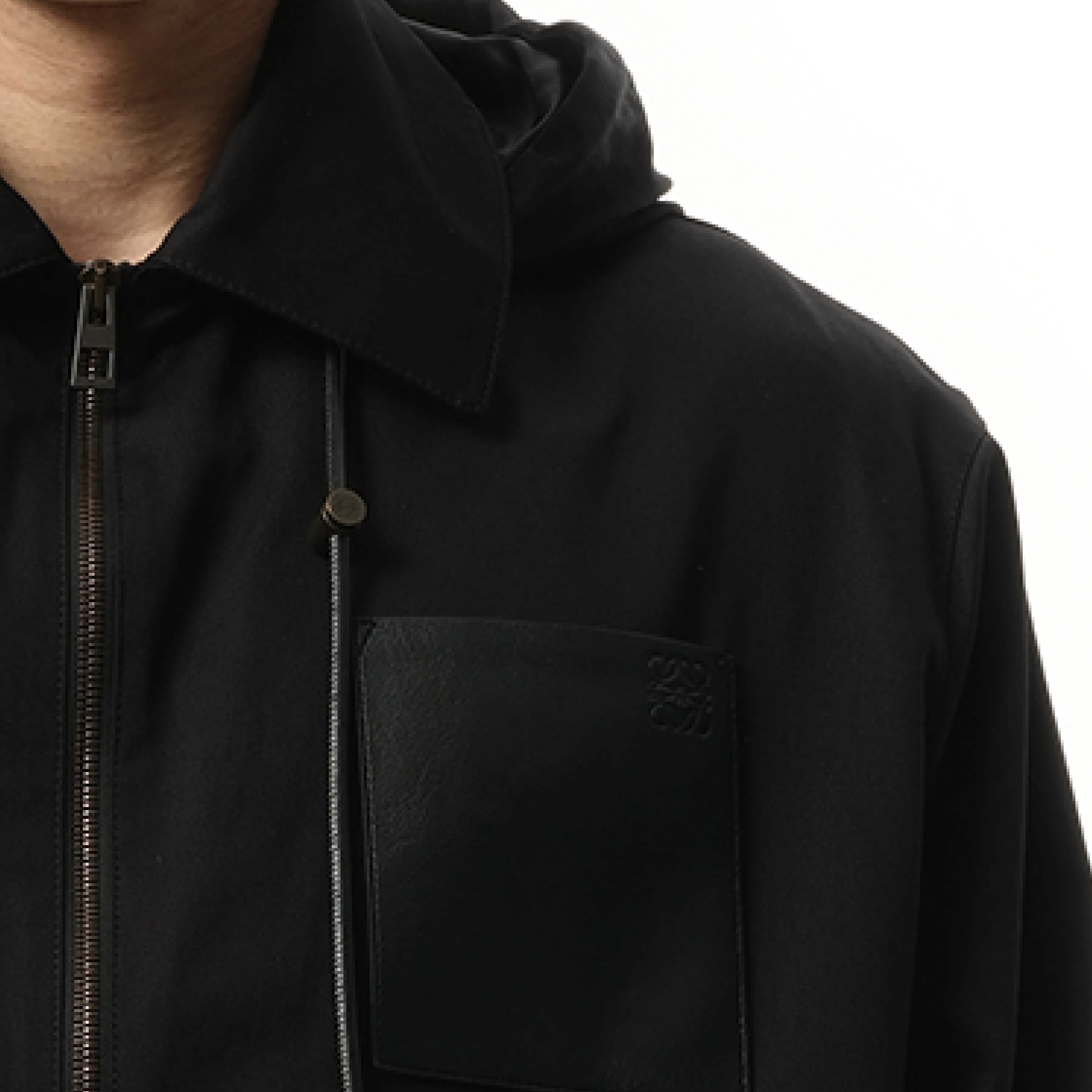 Anagram Patch Hooded Jacket in Black