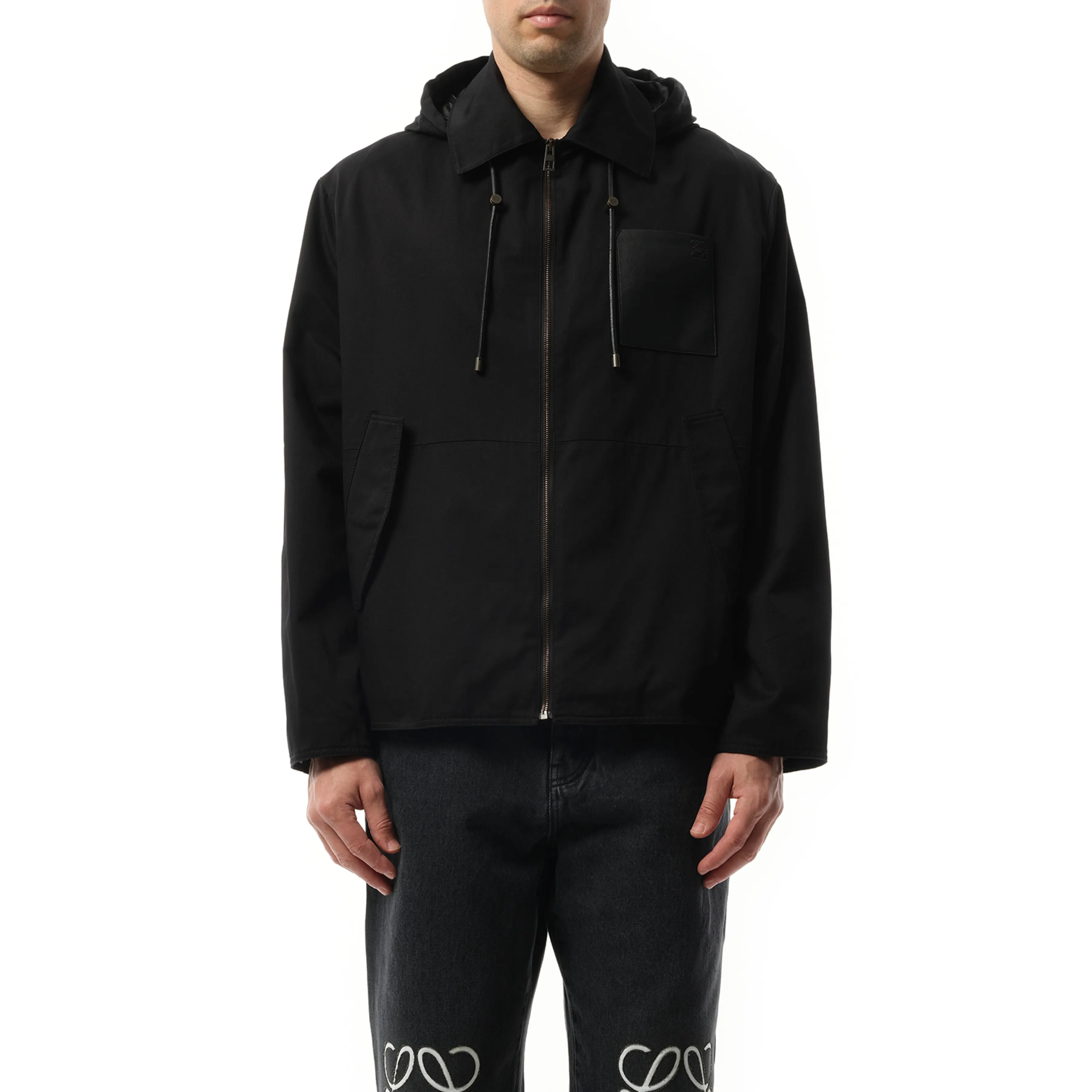 Anagram Patch Hooded Jacket in Black