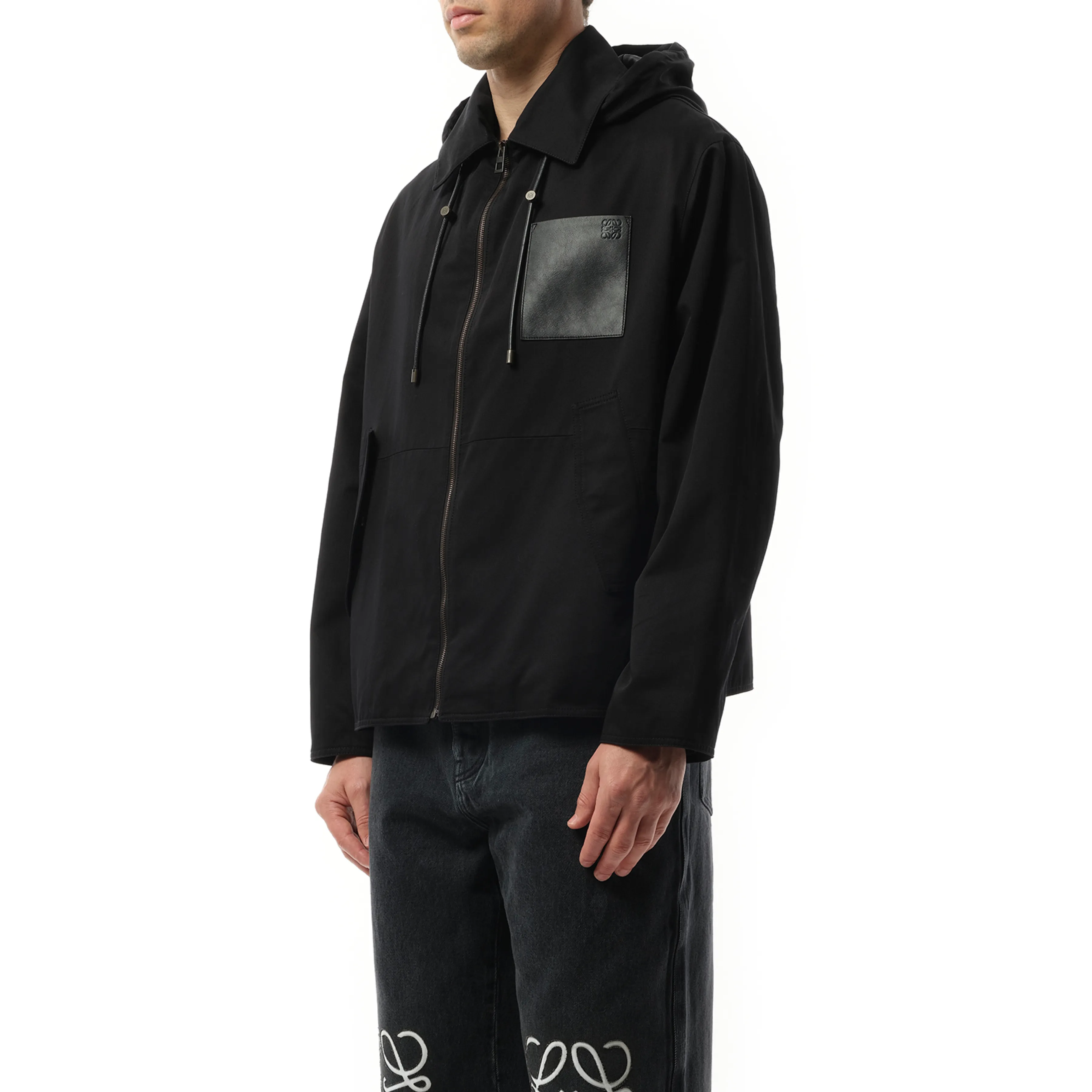 Anagram Patch Hooded Jacket in Black
