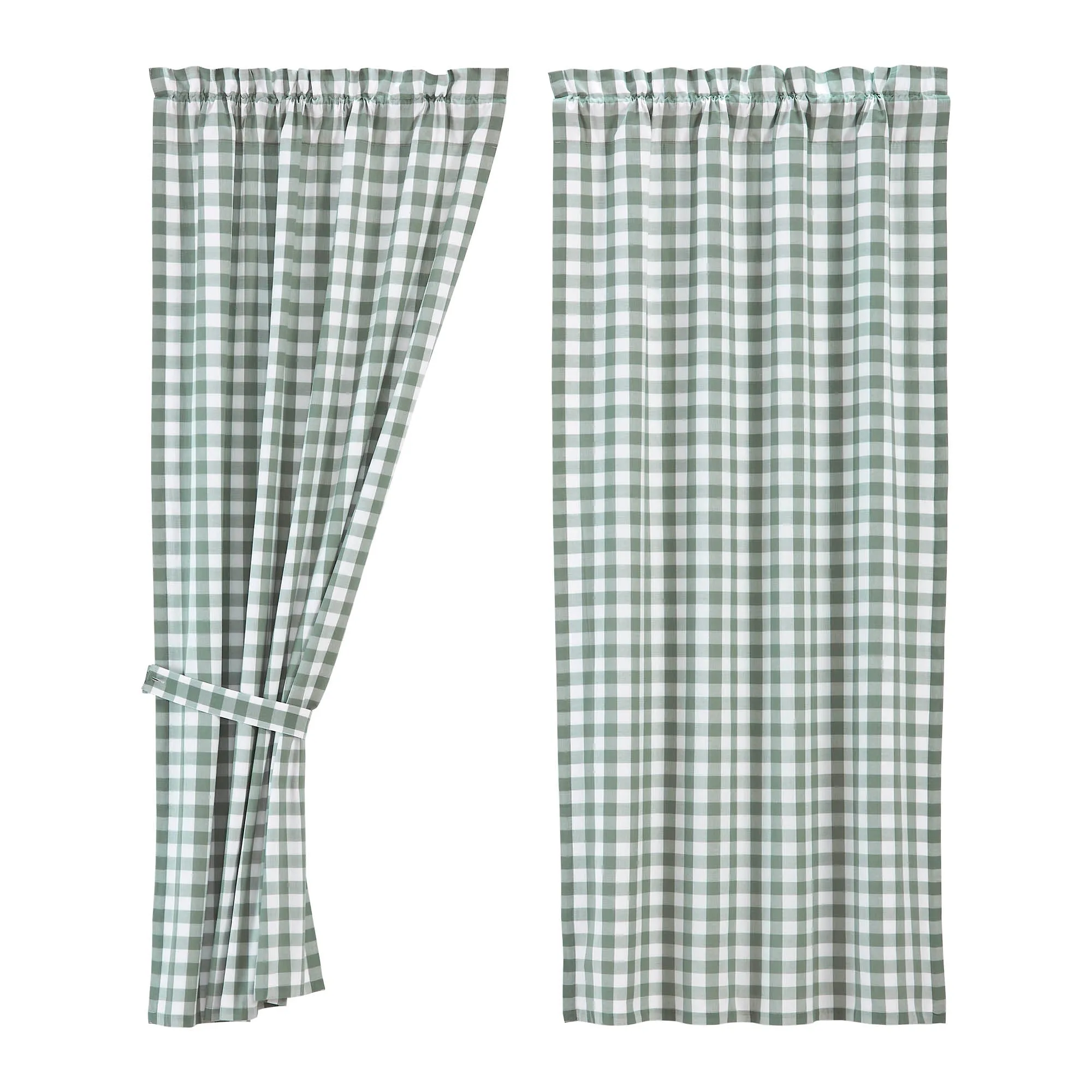 Annie Buffalo Green Check Short Panel Set of 2 63x36