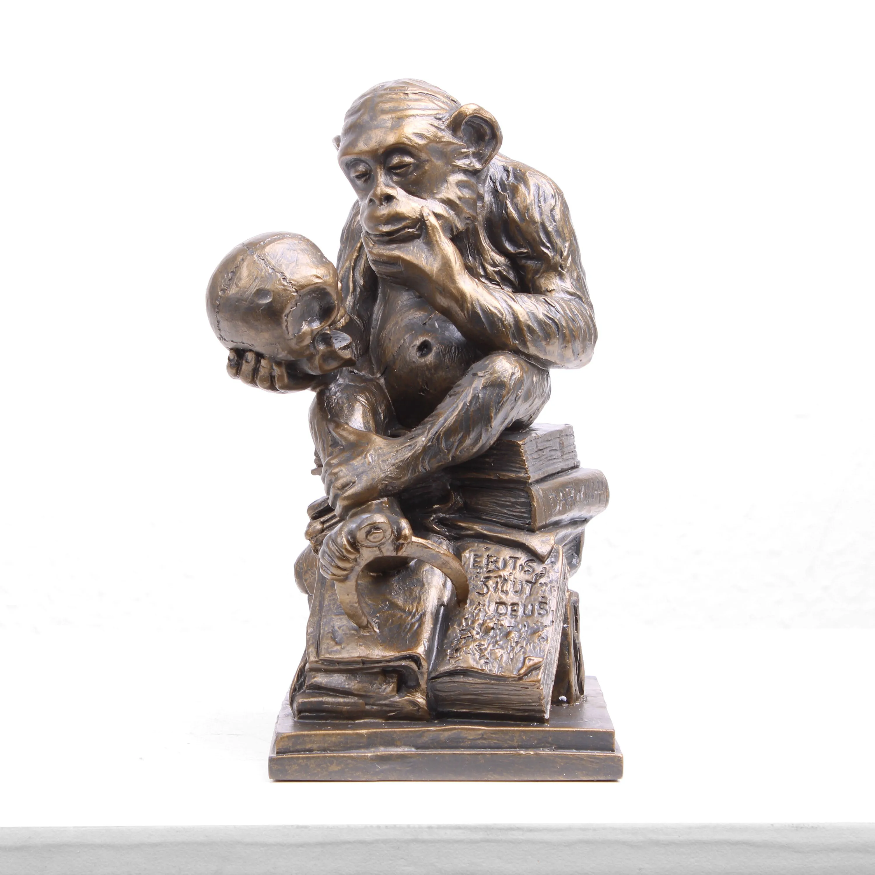 Ape with Skull Statue (Affe mit Schädel Monkey Sculpture by Hugo Rheinhold)