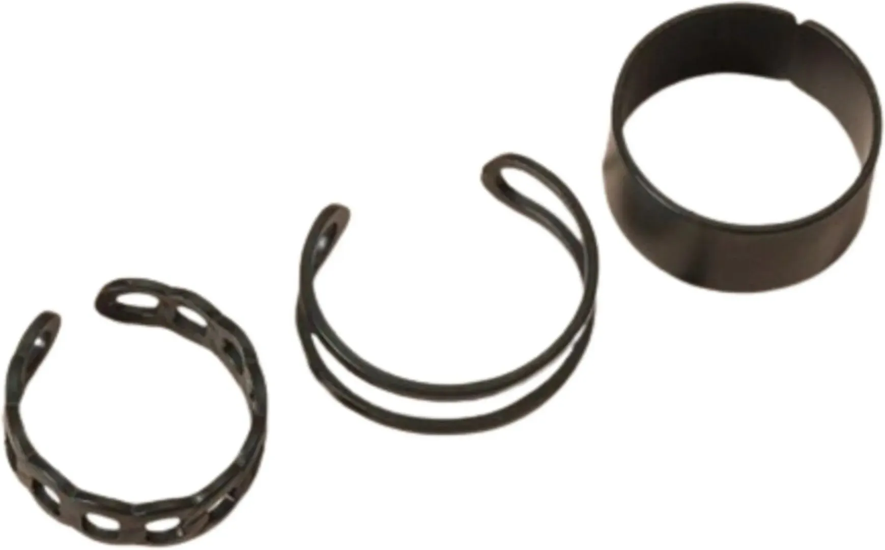 Boho Midi Finger Black Metal Ring Set - Set Of 3