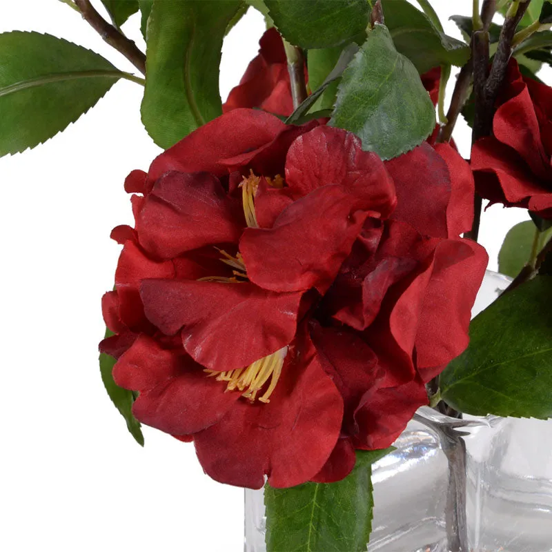 Camellia Cutting in Glass 12"H