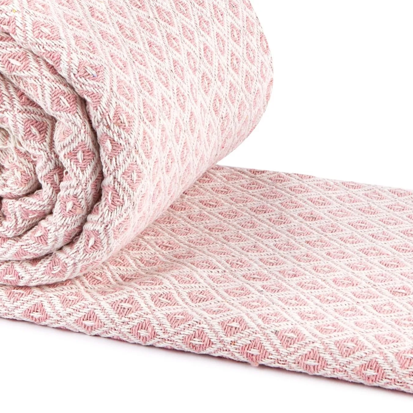 Casablanca Blush Pink Scandi Woven Recycled Cotton Throw