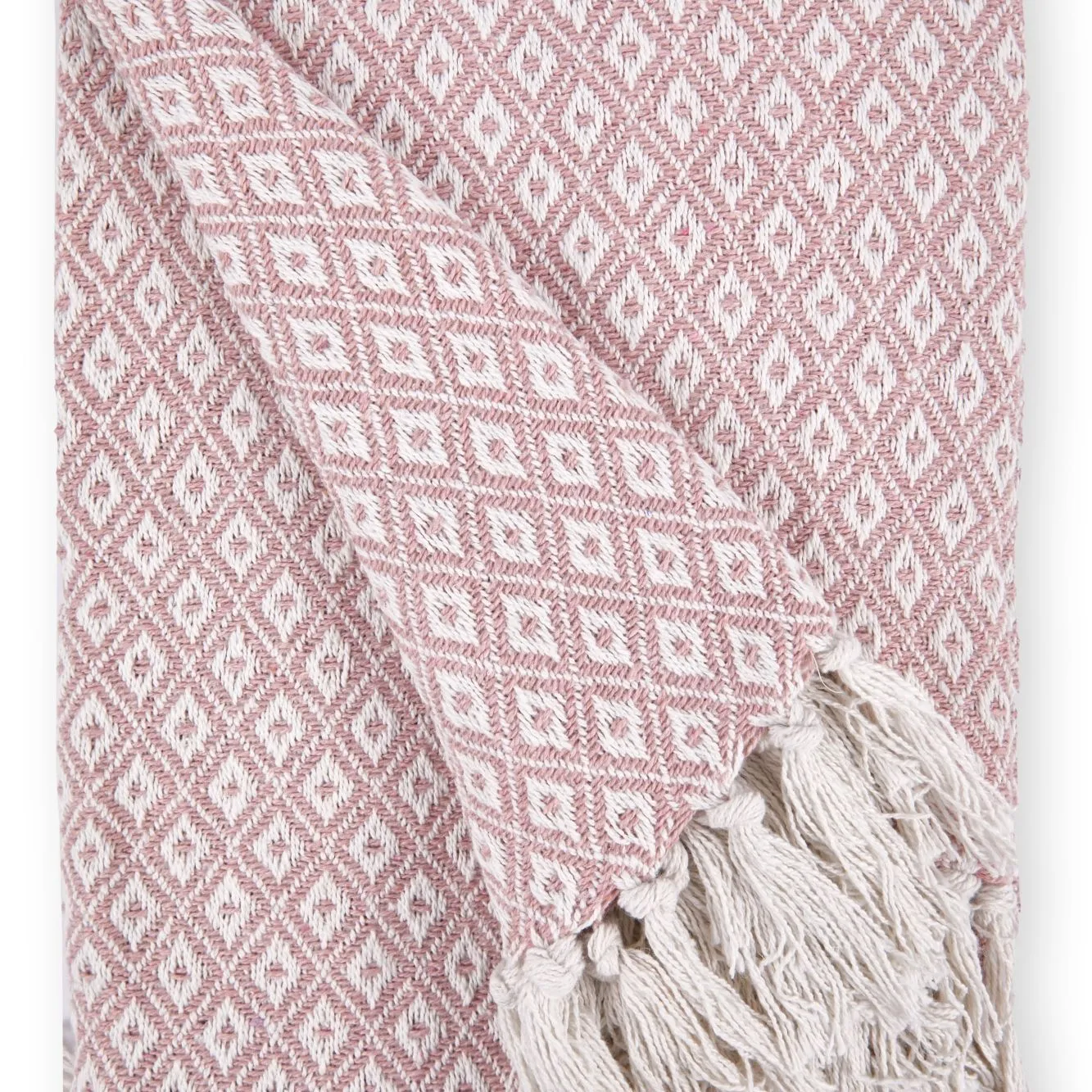 Casablanca Blush Pink Scandi Woven Recycled Cotton Throw
