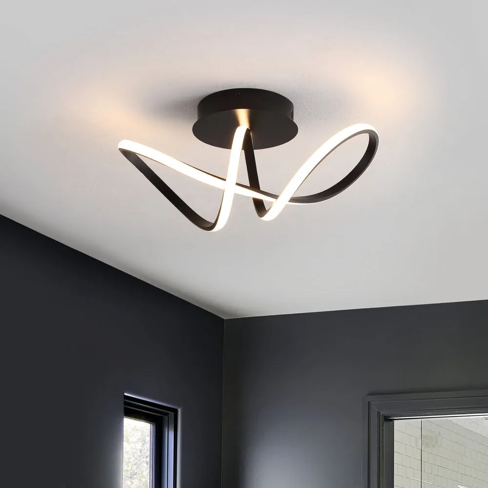 Chantelle 19.5" Modern Minimalist Aluminum Loop Integrated LED Semi Flush Mount