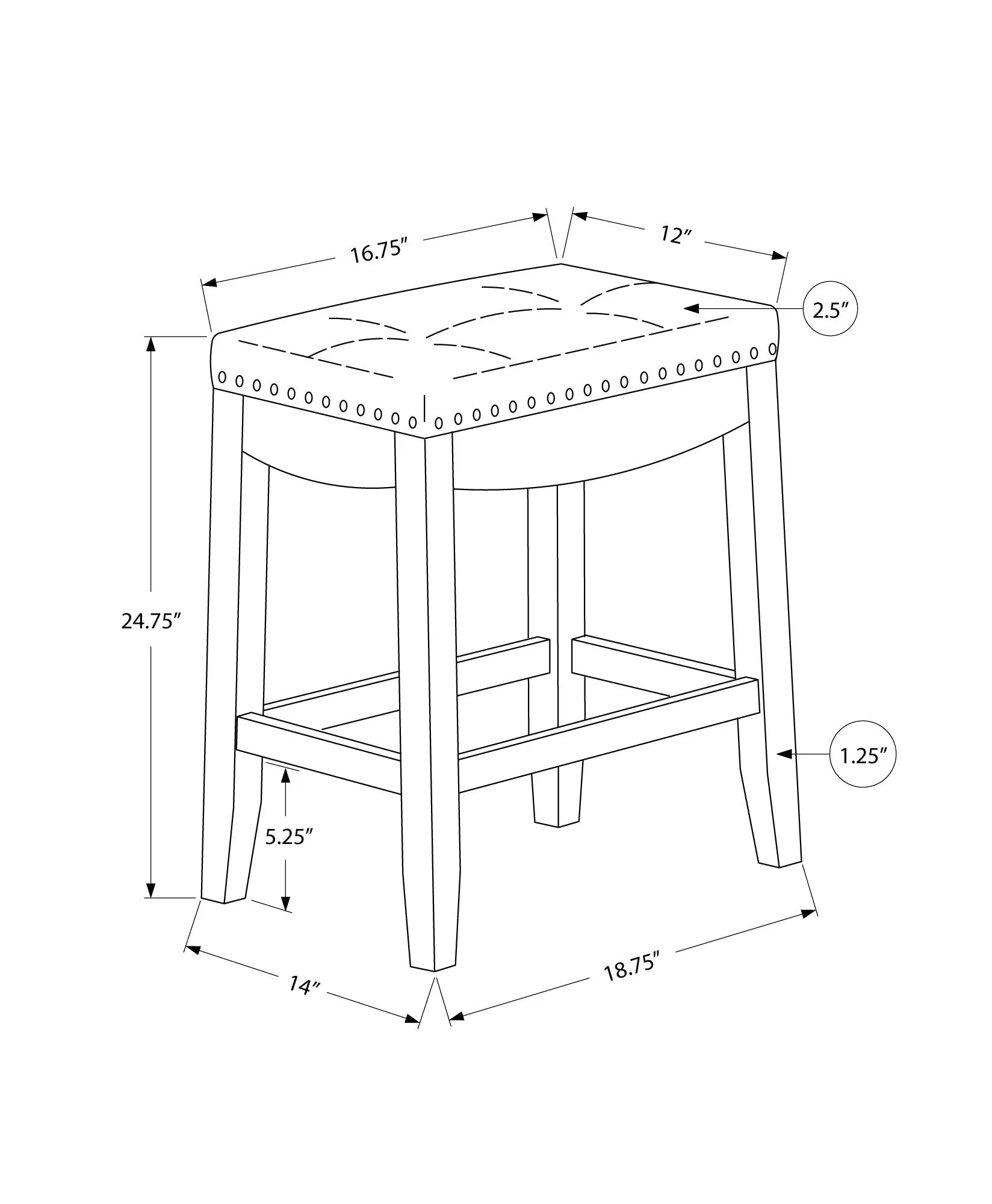Counter-Height Stool / 24"H / Black Leather-Look / Espresso - Set of 2