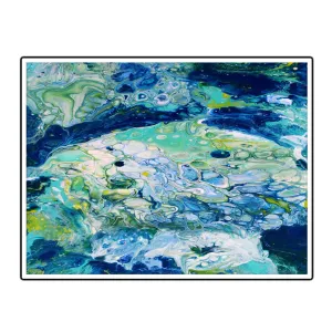 Framed horizontal blue & teal abstract wall art print
