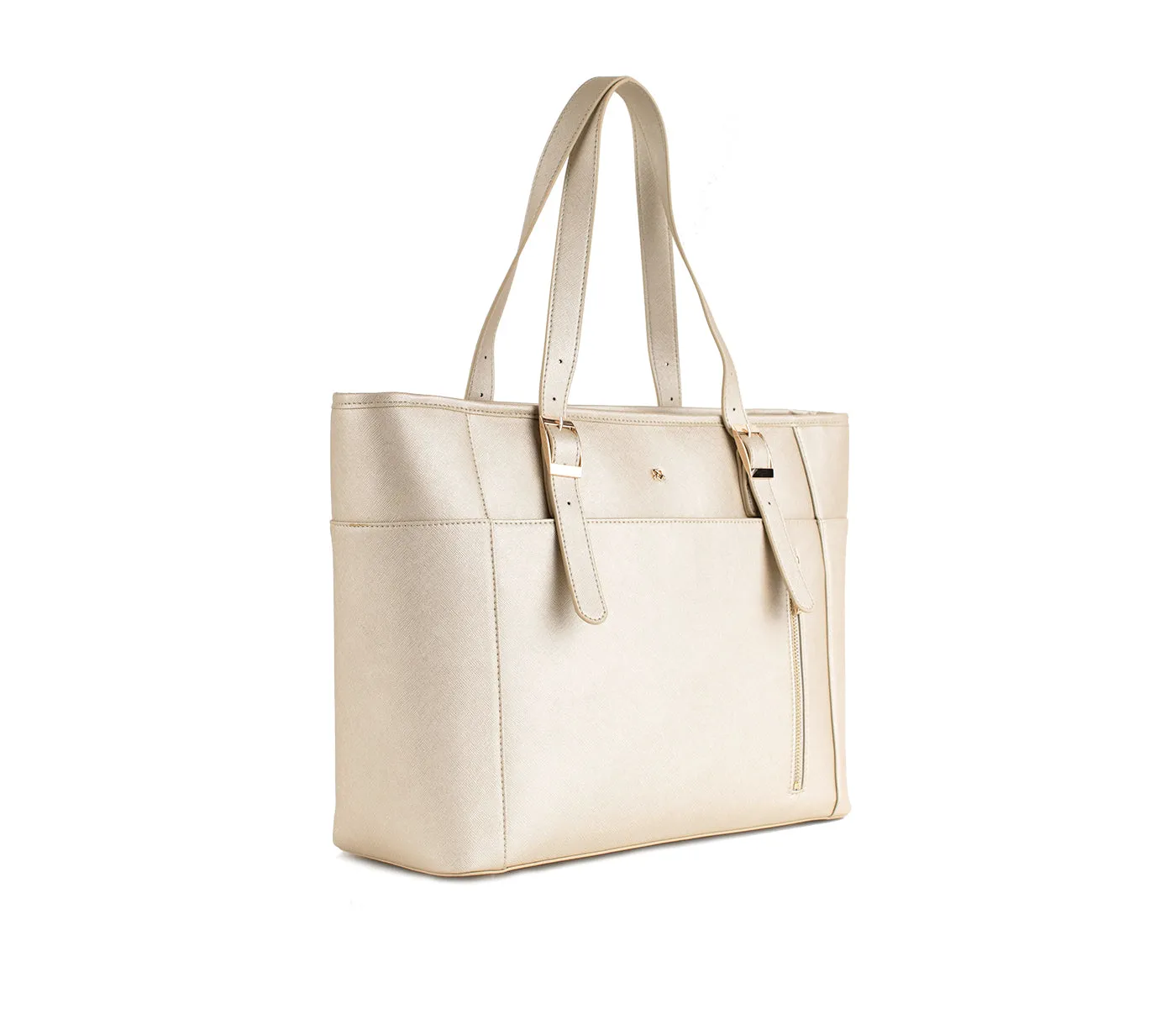 Gunas New York Miley Gold Vegan Leather Laptop Bag