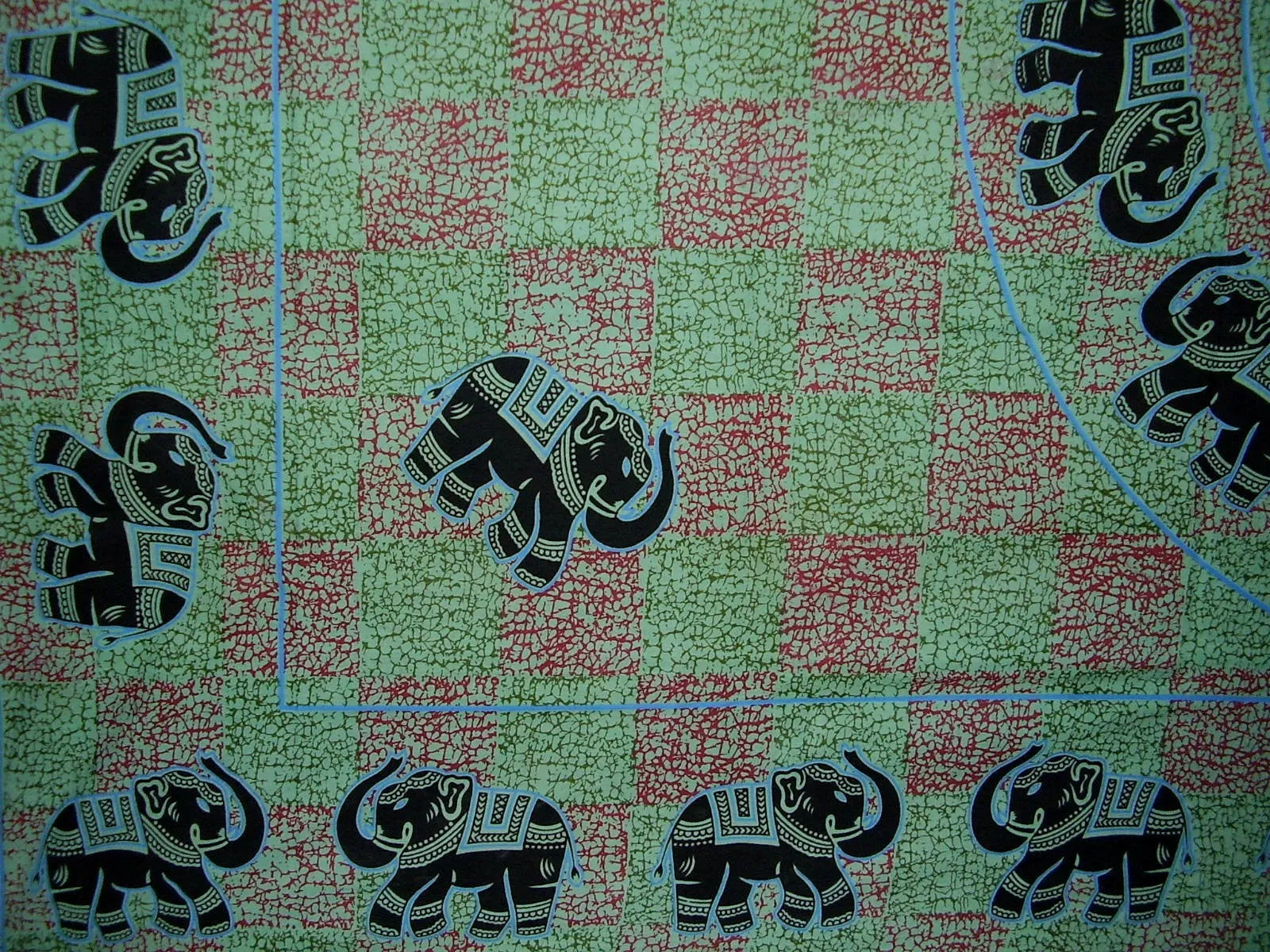 Mandala Elephant Tapestry Cotton Bedspread 106" x 70" Twin Green