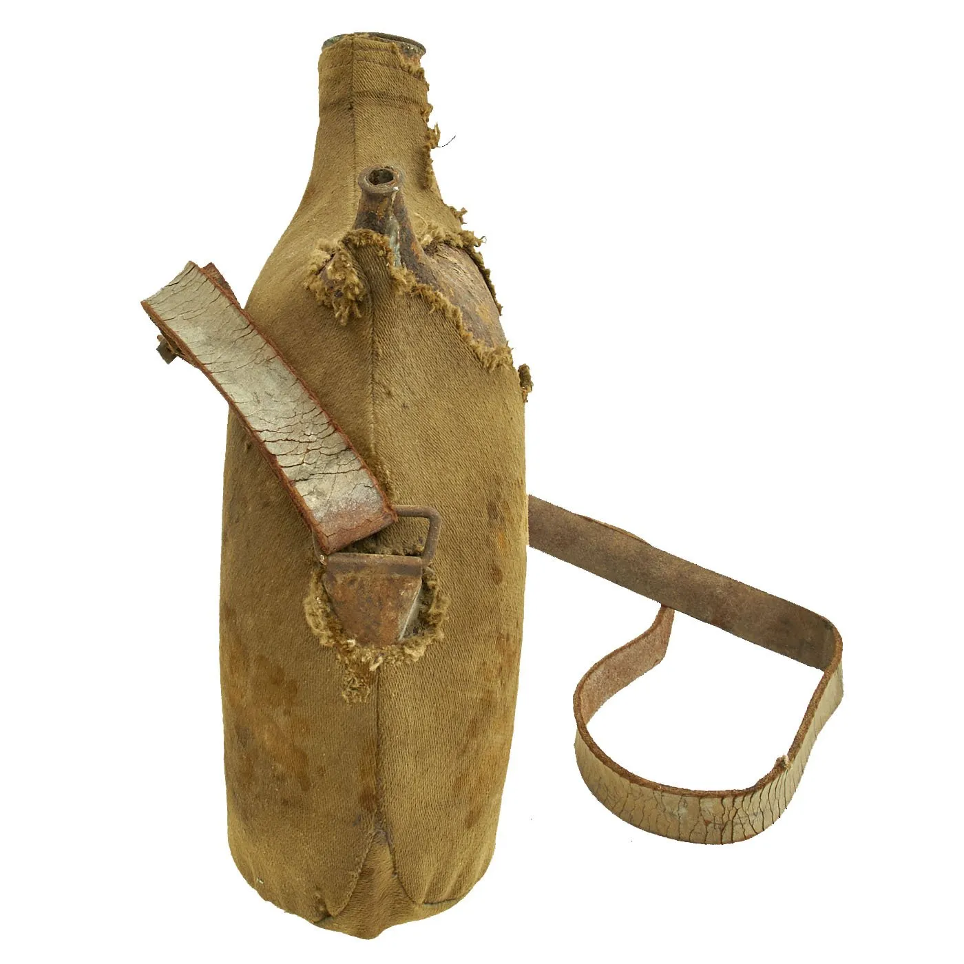 Original French WWI Model 1877 Canteen (2 Liter) with Shoulder Strap & Cover - Bidon
