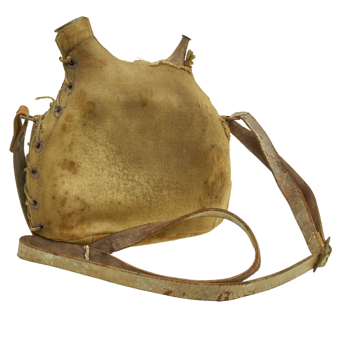 Original French WWI Model 1877 Canteen (2 Liter) with Shoulder Strap & Cover - Bidon