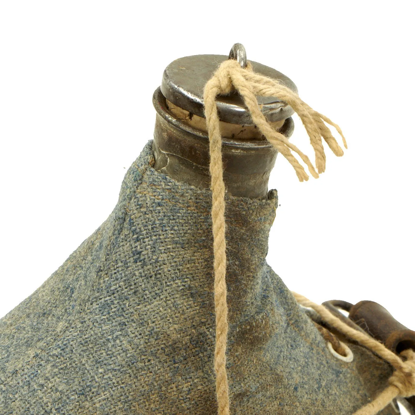 Original French WWI Model 1877 Canteen in Horizon Blue with Shoulder Strap - Bidon