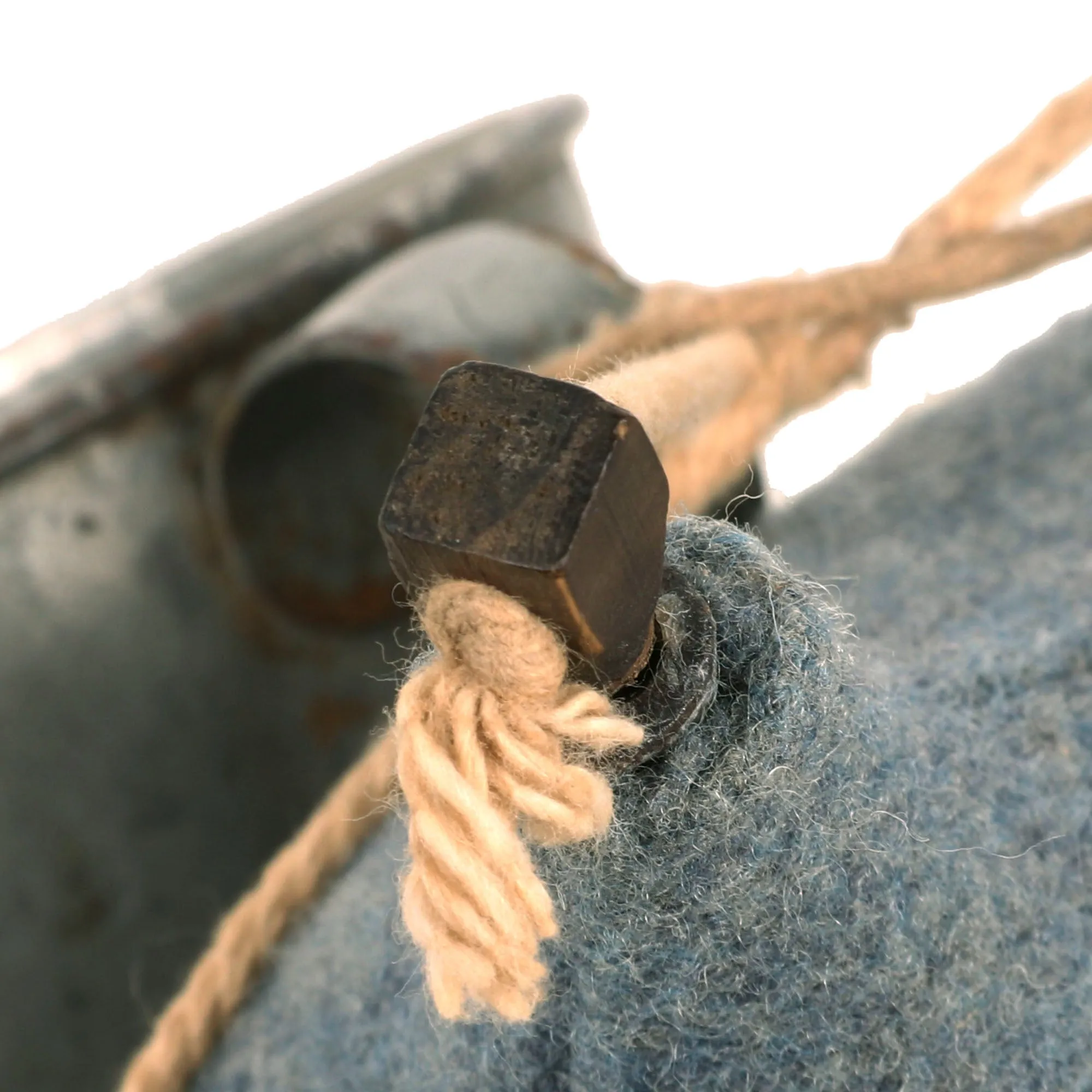 Original French WWI Model 1877 Canteen With Cover in Horizon Blue with Shoulder Strap and Tinned Cup - Bidon