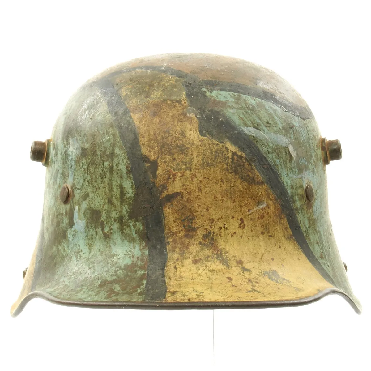 Original German WWI M16 Helmet with Original Camouflage Paint