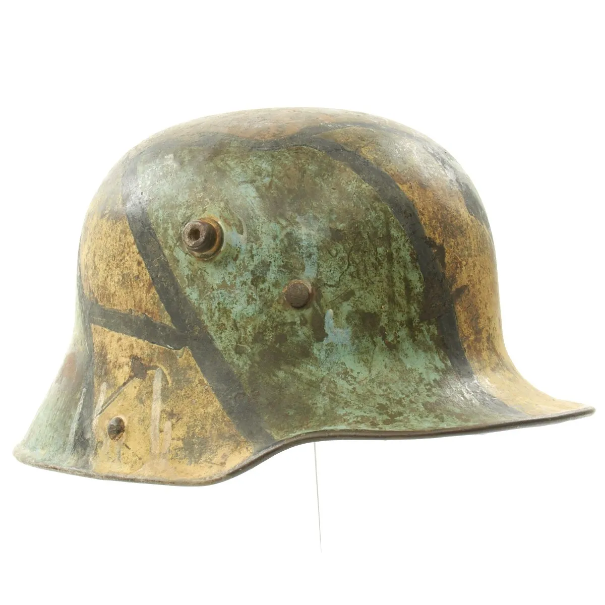 Original German WWI M16 Helmet with Original Camouflage Paint