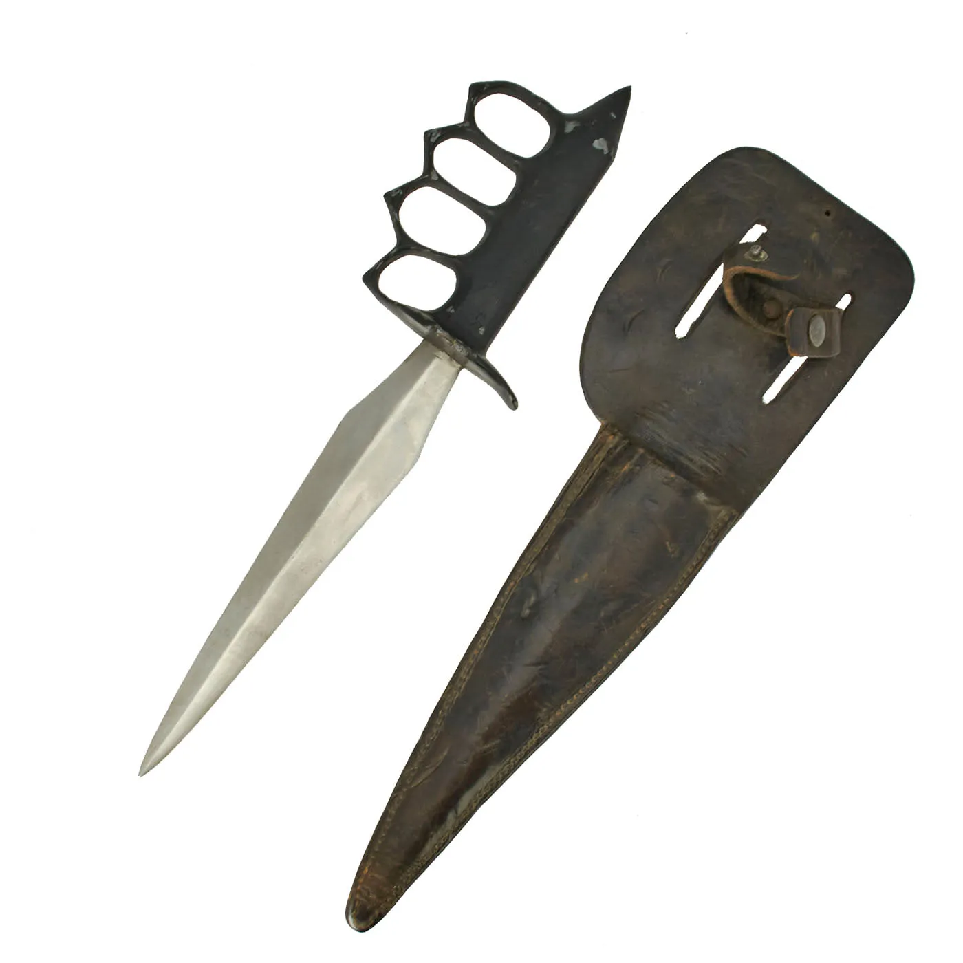 Original U.S. WWII Stelzig Saddlery Co Pattern Knuckle Duster Fighting Knife As Seen in Book “Knuckle Knives of the Second World War” Page 99 - Signed By Author