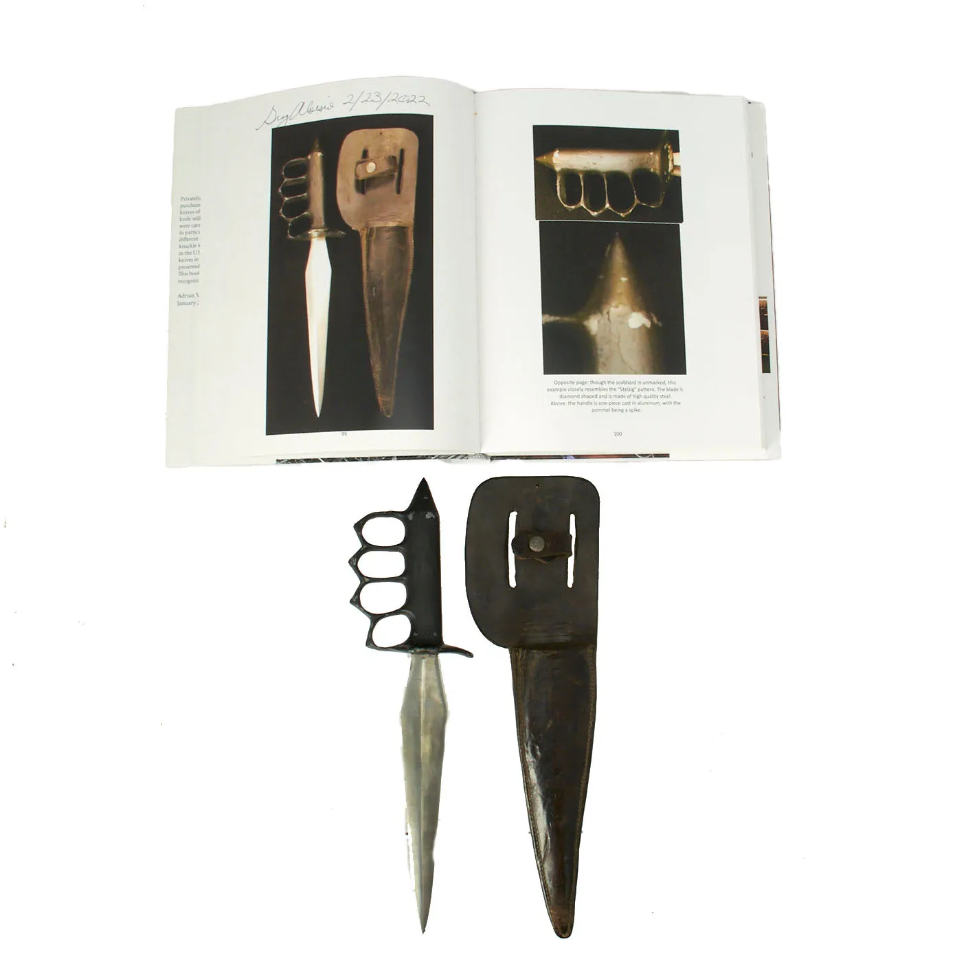 Original U.S. WWII Stelzig Saddlery Co Pattern Knuckle Duster Fighting Knife As Seen in Book “Knuckle Knives of the Second World War” Page 99 - Signed By Author