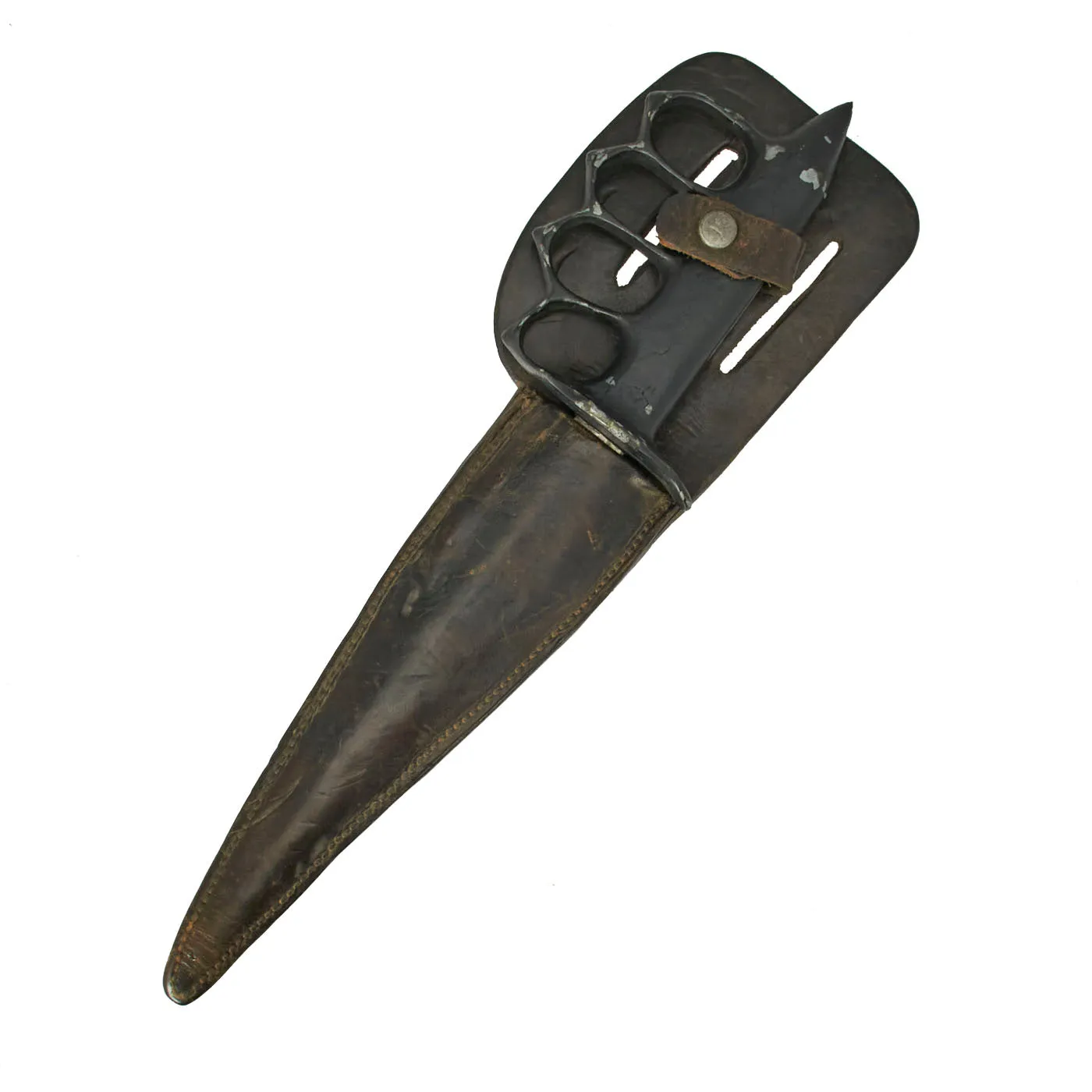 Original U.S. WWII Stelzig Saddlery Co Pattern Knuckle Duster Fighting Knife As Seen in Book “Knuckle Knives of the Second World War” Page 99 - Signed By Author