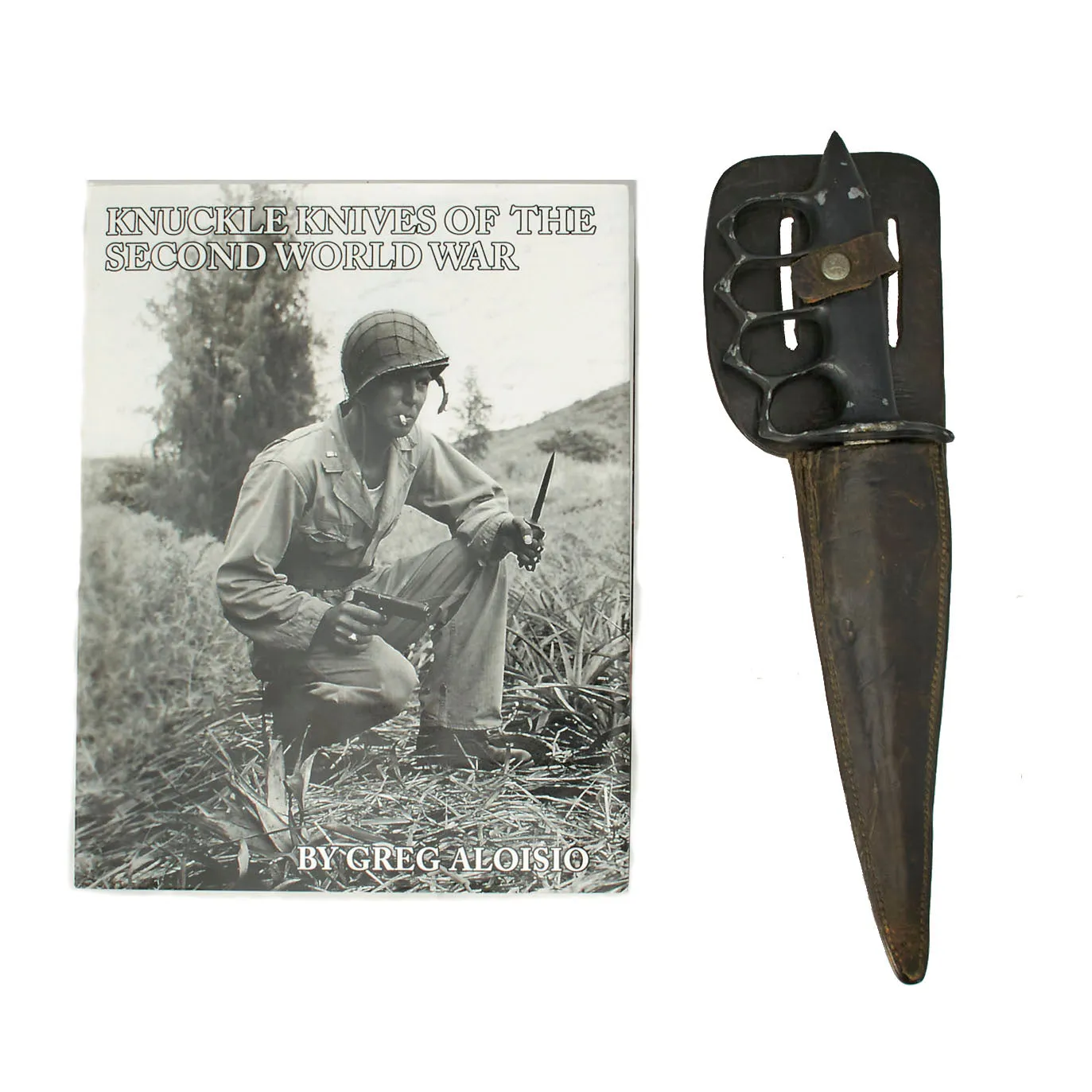 Original U.S. WWII Stelzig Saddlery Co Pattern Knuckle Duster Fighting Knife As Seen in Book “Knuckle Knives of the Second World War” Page 99 - Signed By Author