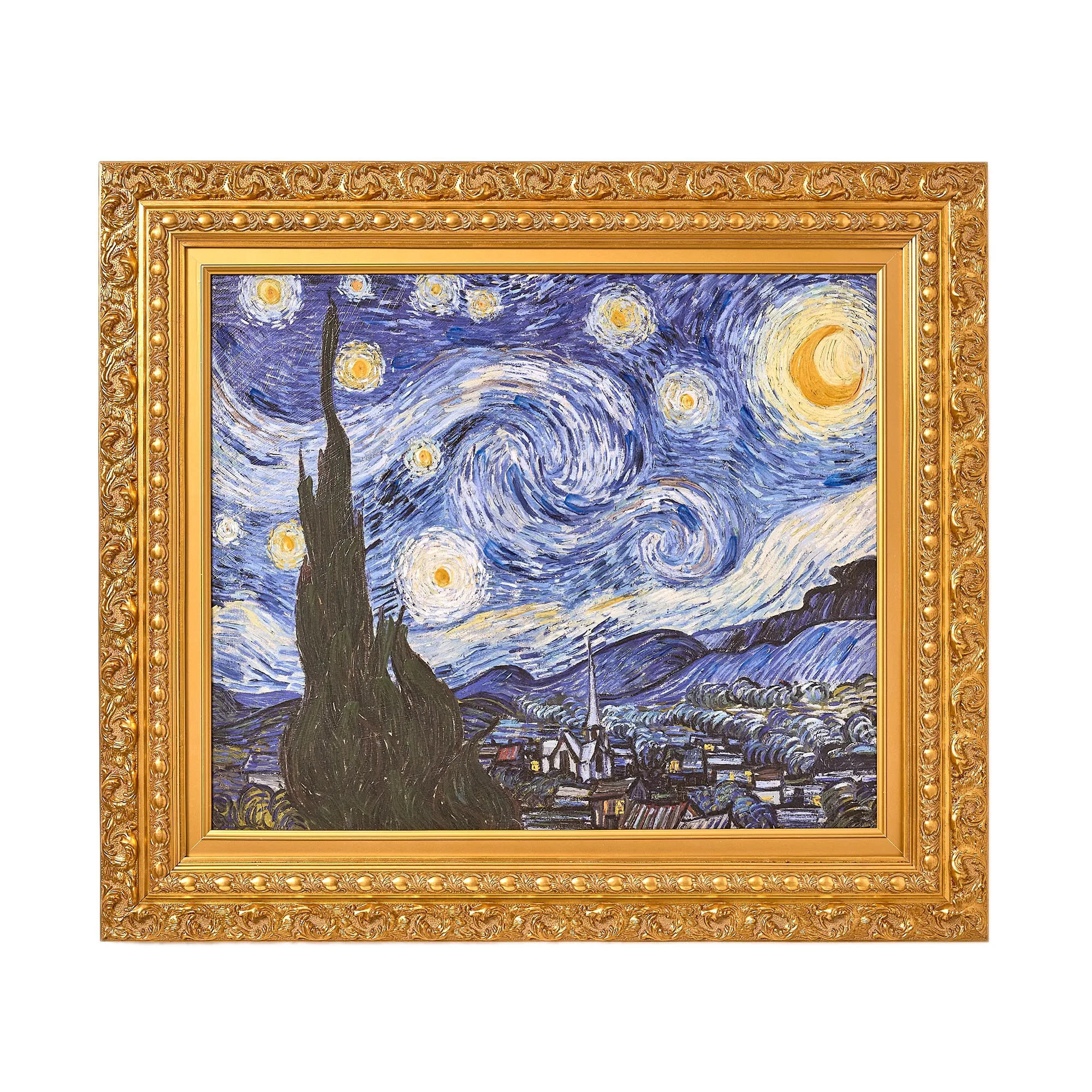 Ornate Framed Starry Night Canvas Print by Vincent van Gogh 27.75" x 31.5"