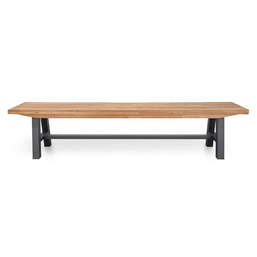 Outdoor Wooden Bench - Natural Top and Black Legs
