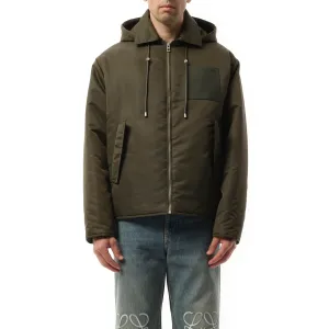 Padded Hood Jacket in Khaki Green