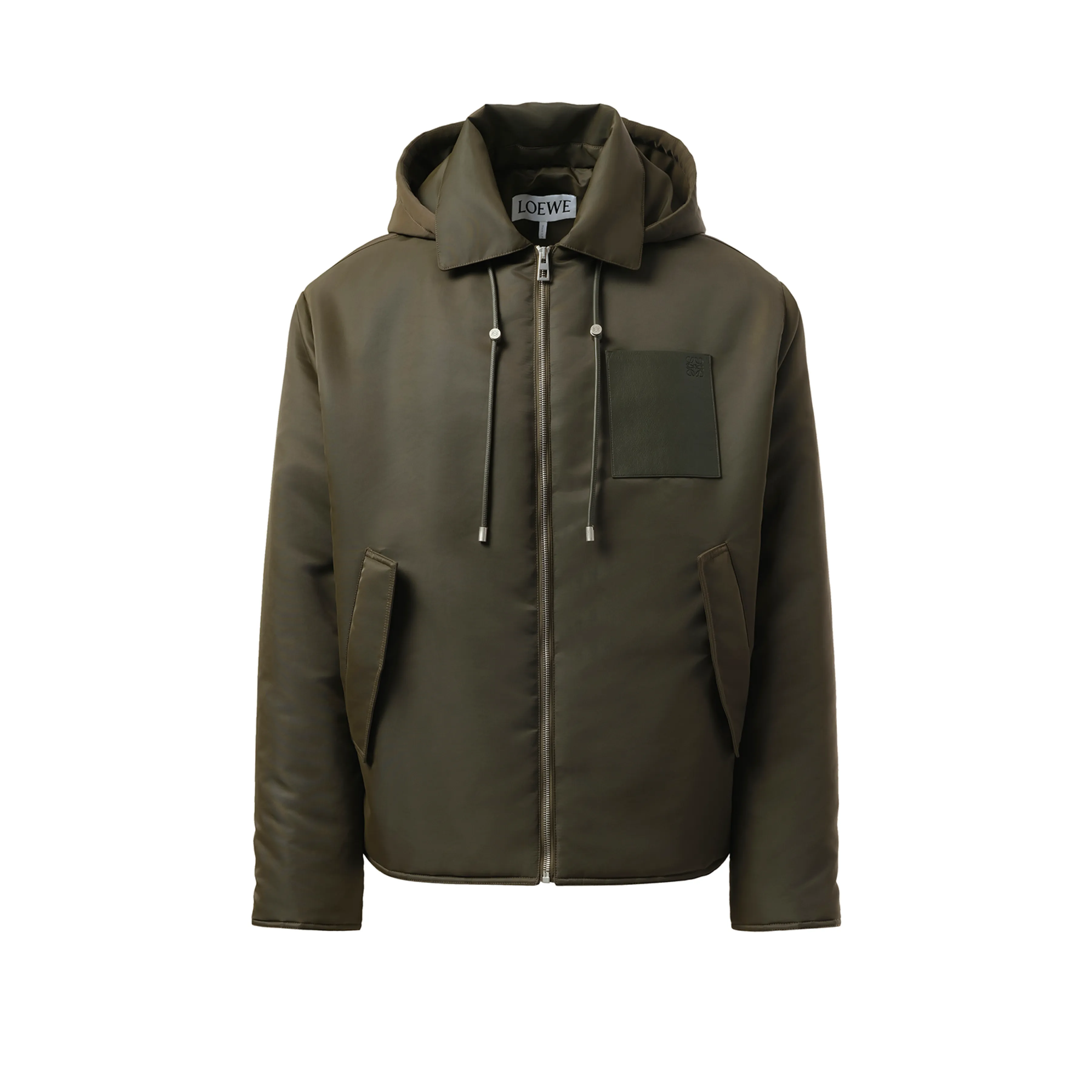 Padded Hood Jacket in Khaki Green