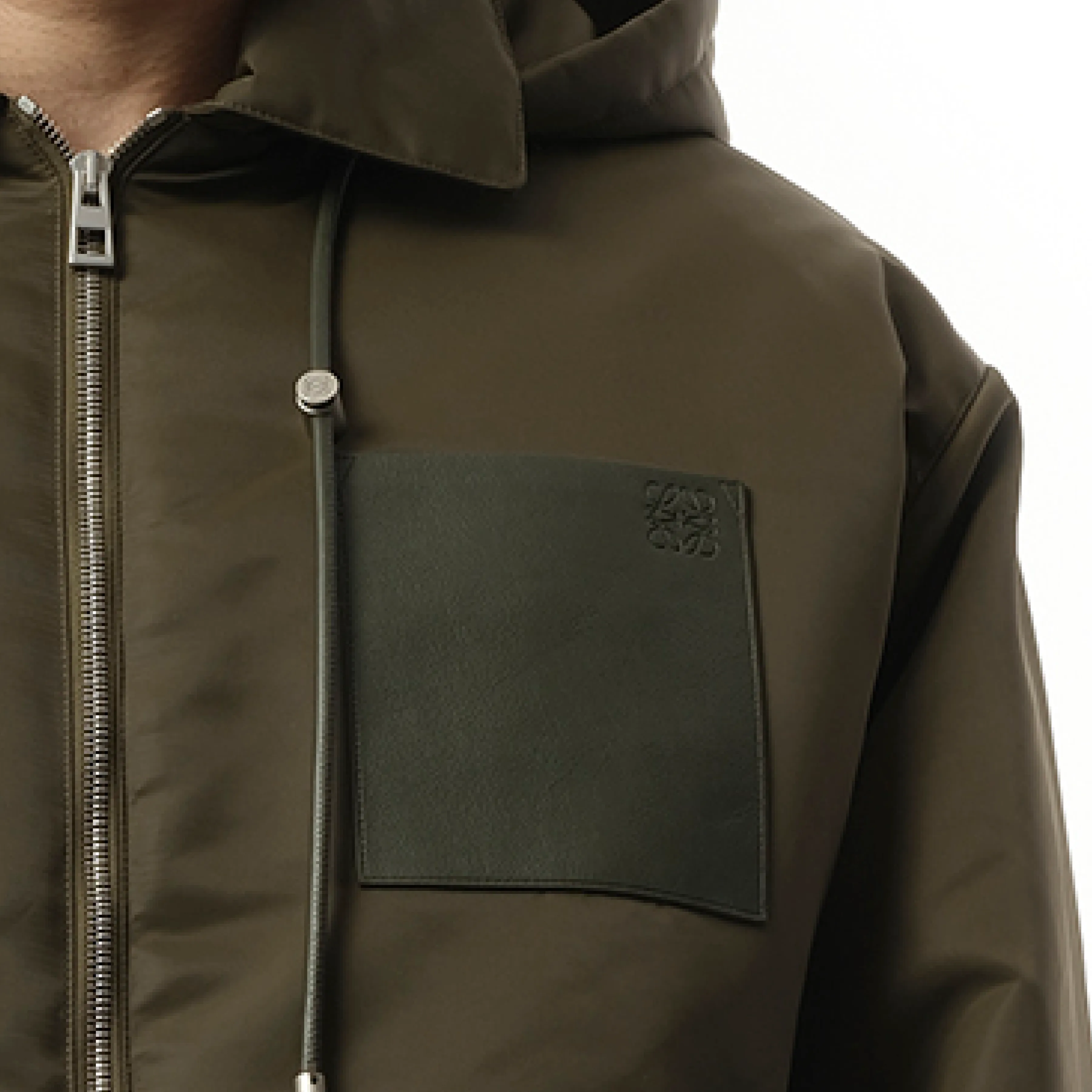 Padded Hood Jacket in Khaki Green