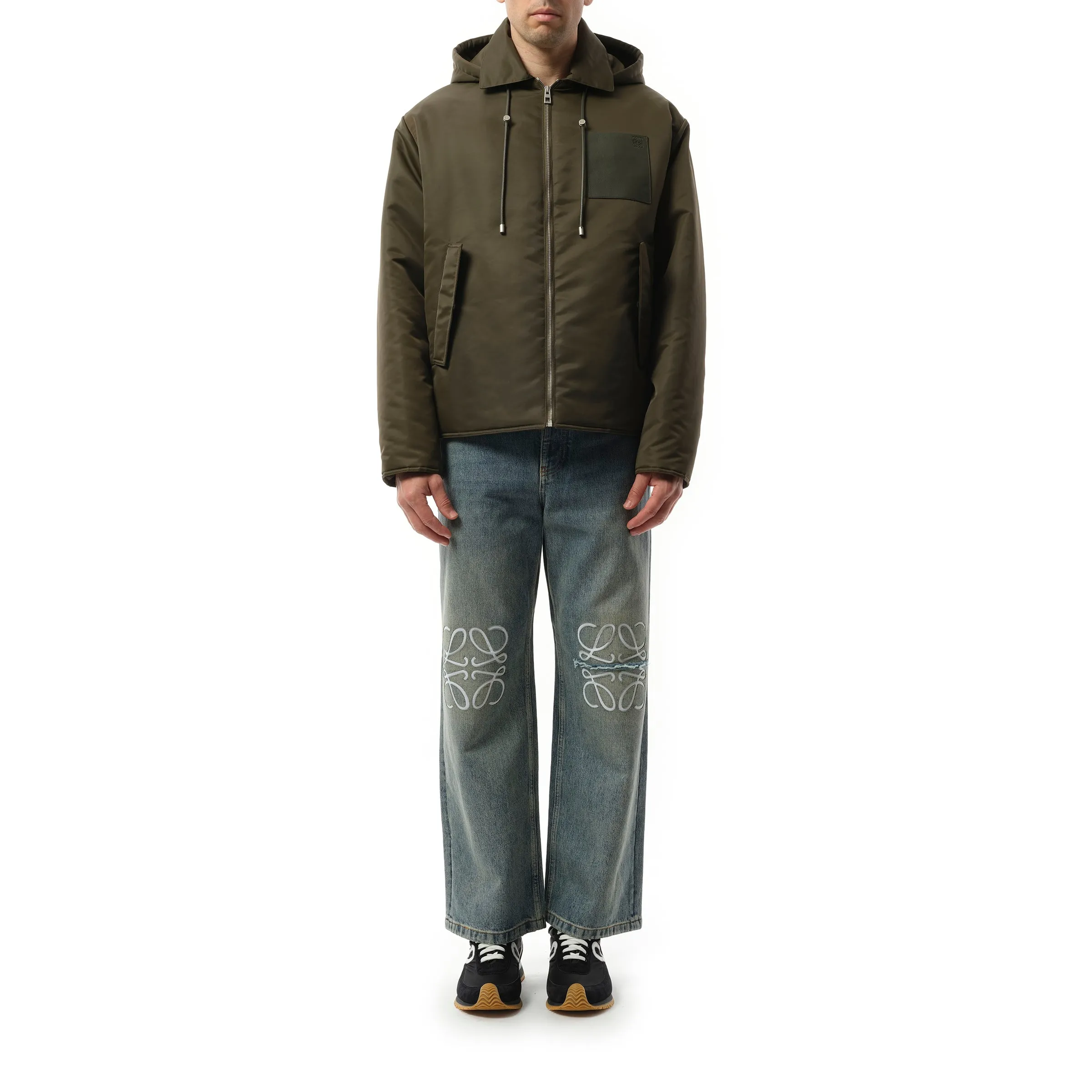 Padded Hood Jacket in Khaki Green