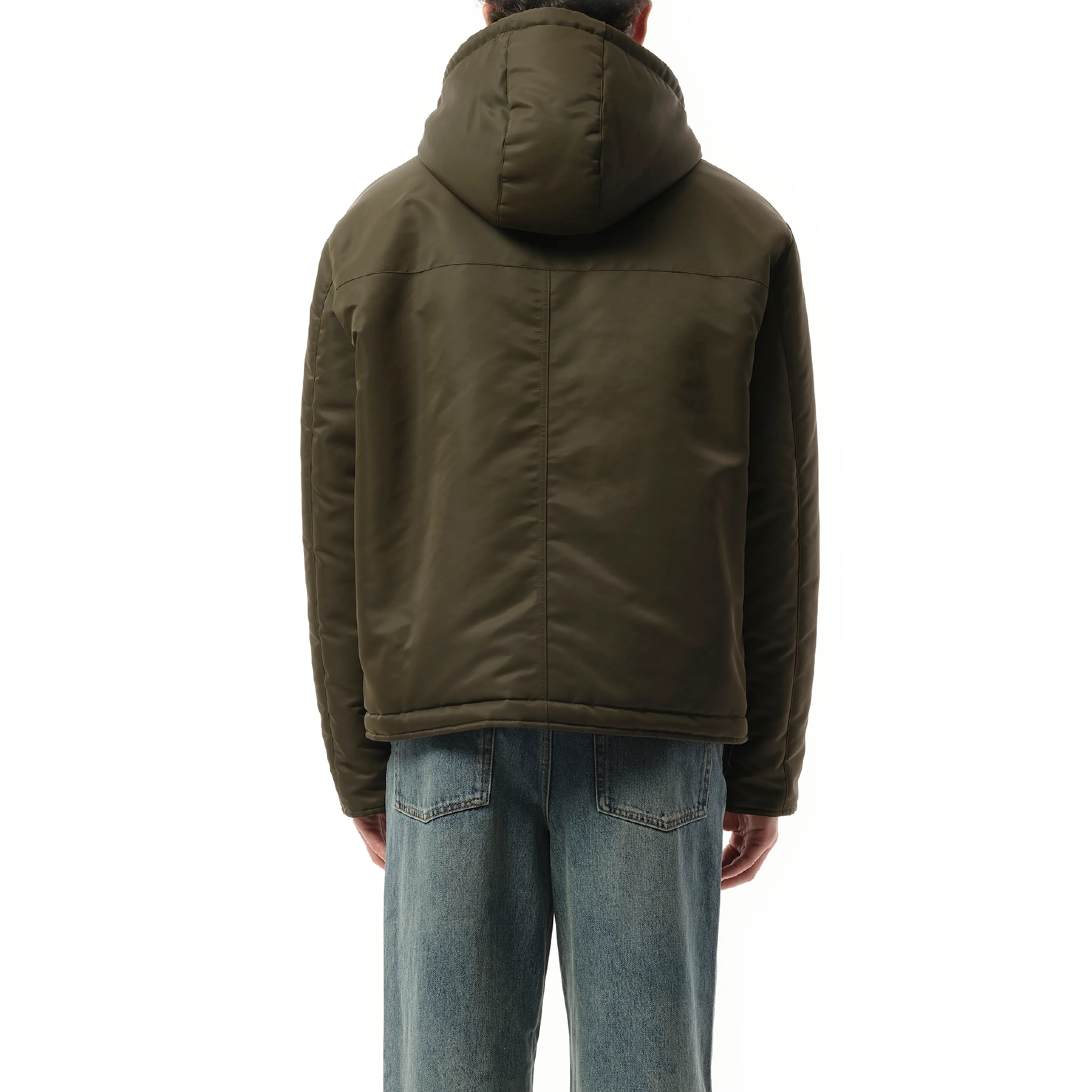Padded Hood Jacket in Khaki Green