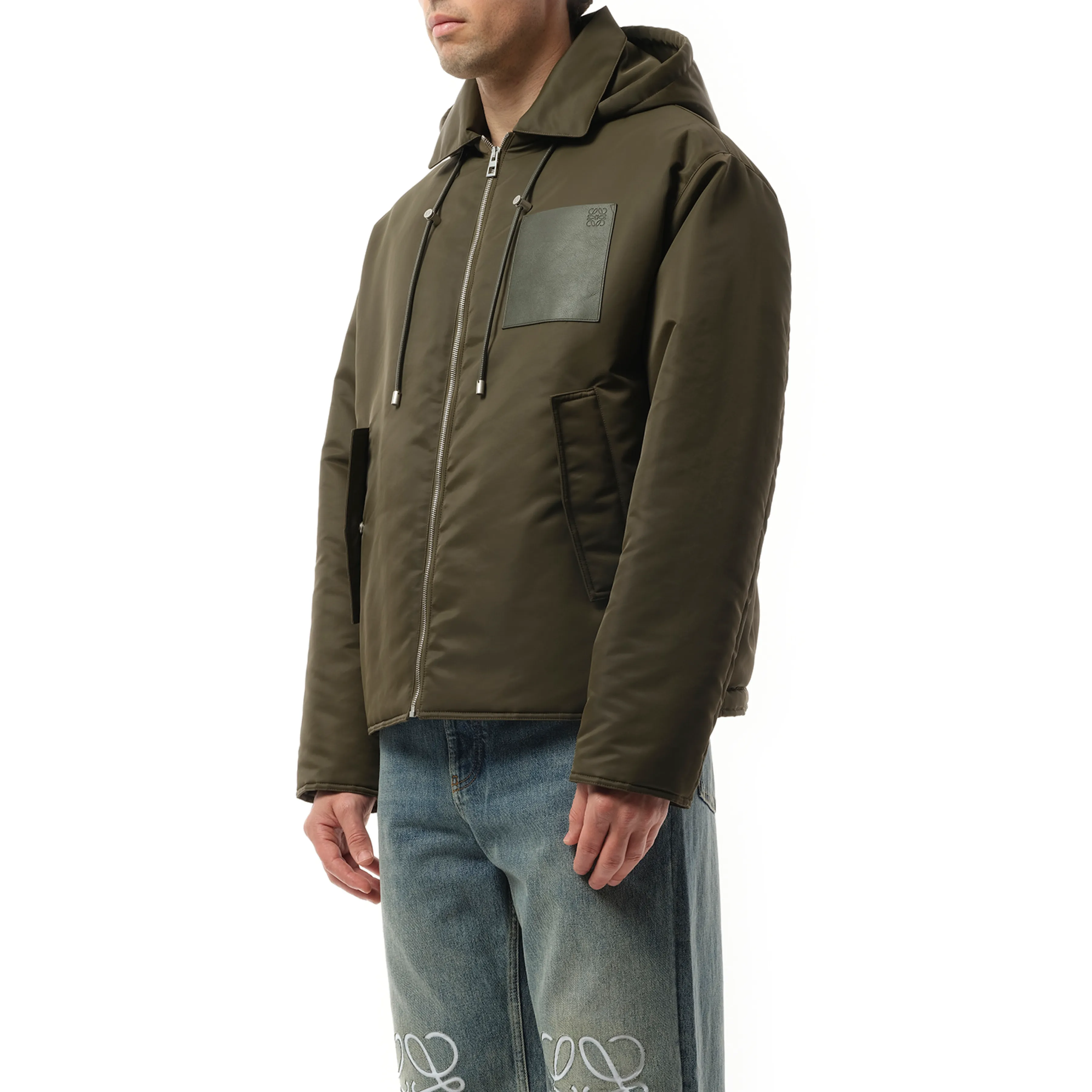 Padded Hood Jacket in Khaki Green