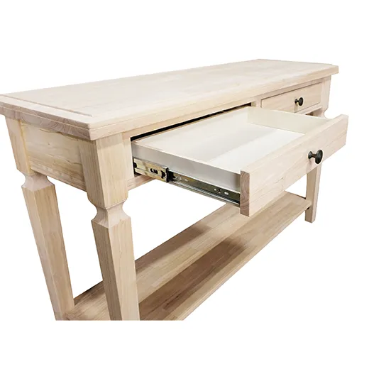 Recon Sofa Table Solid Wood with Drawers - Unfinished (DK3002-RW-UNF)