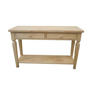 Recon Sofa Table Solid Wood with Drawers - Unfinished (DK3002-RW-UNF)