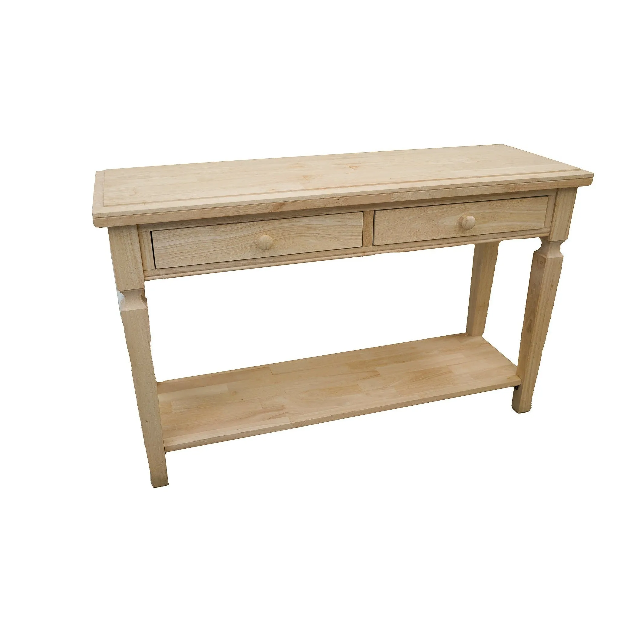 Recon Sofa Table Solid Wood with Drawers - Unfinished (DK3002-RW-UNF)