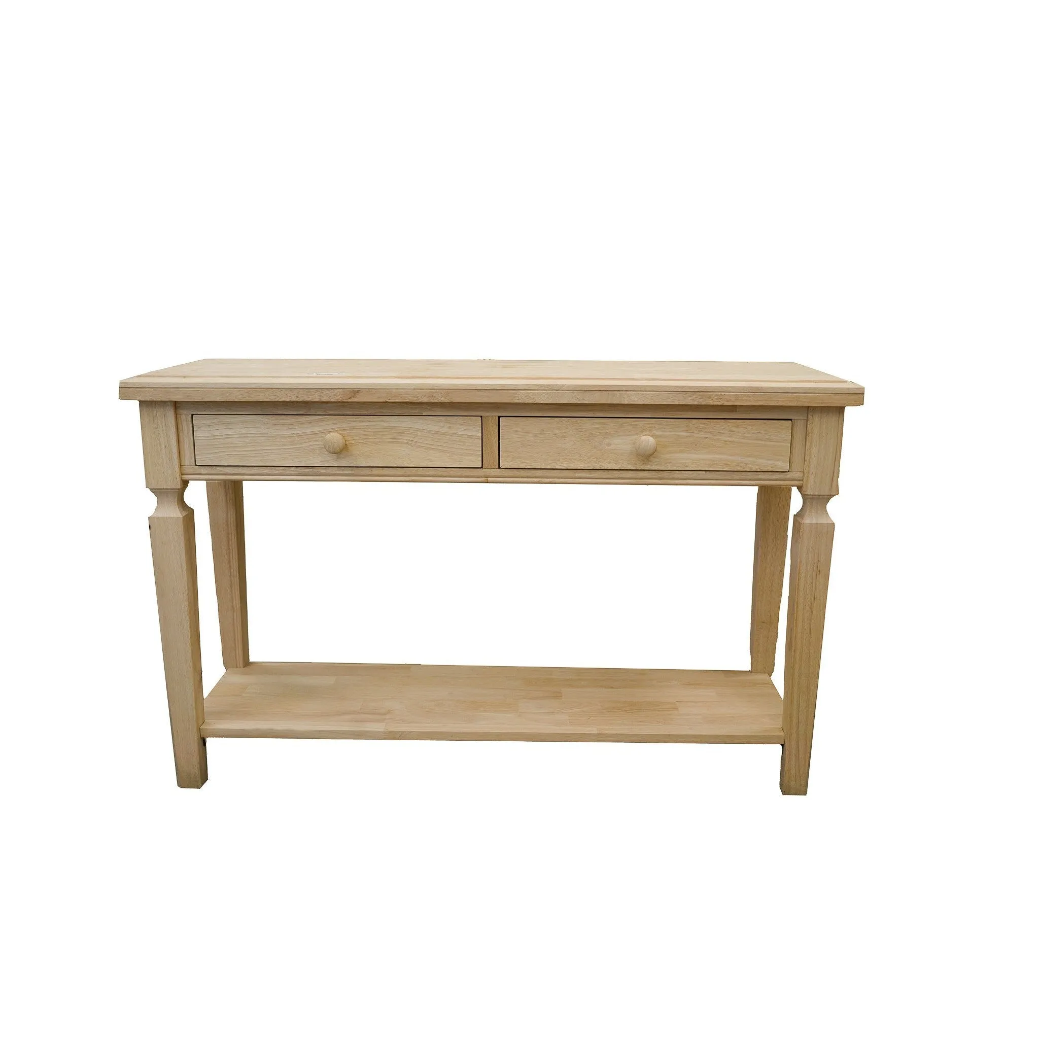 Recon Sofa Table Solid Wood with Drawers - Unfinished (DK3002-RW-UNF)