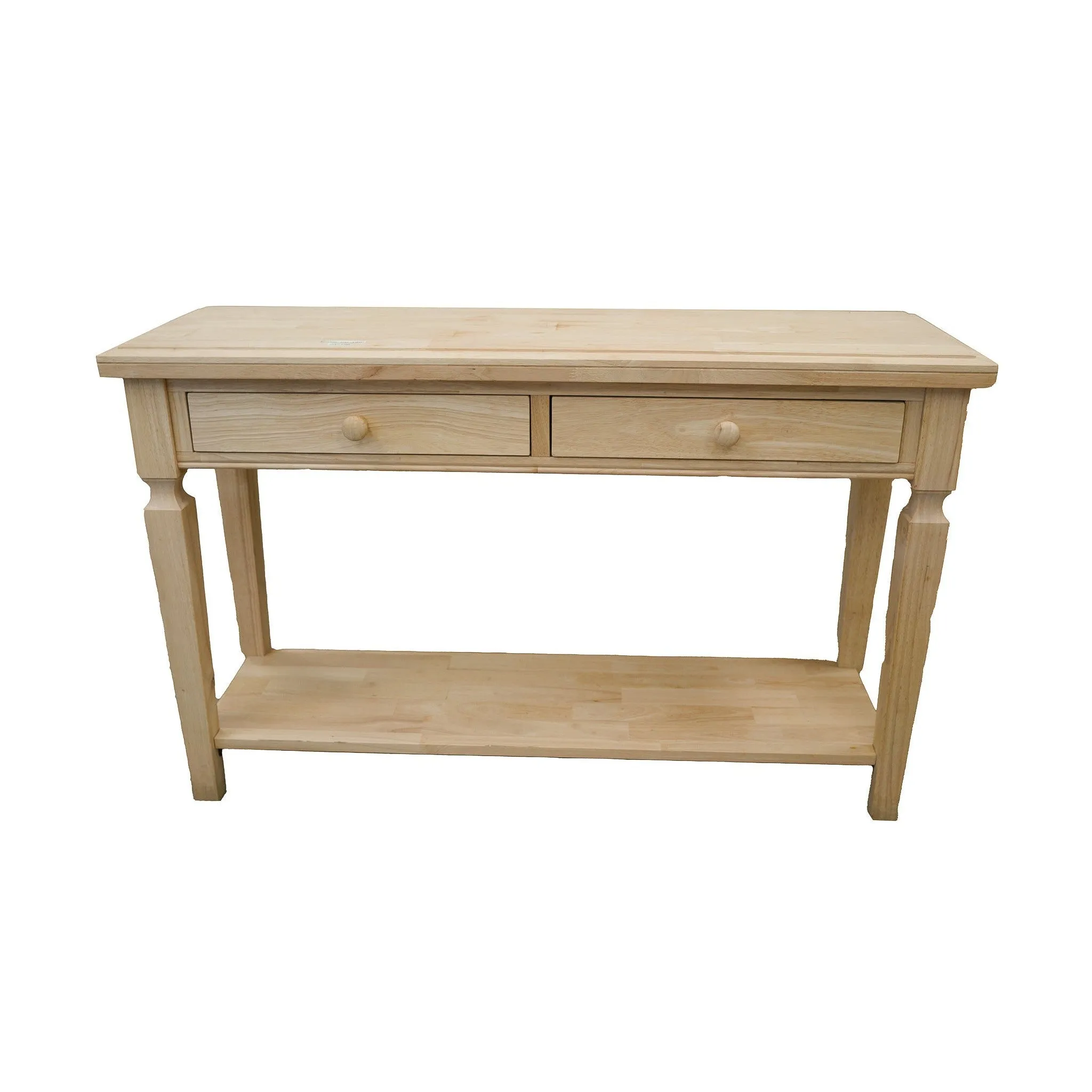 Recon Sofa Table Solid Wood with Drawers - Unfinished (DK3002-RW-UNF)
