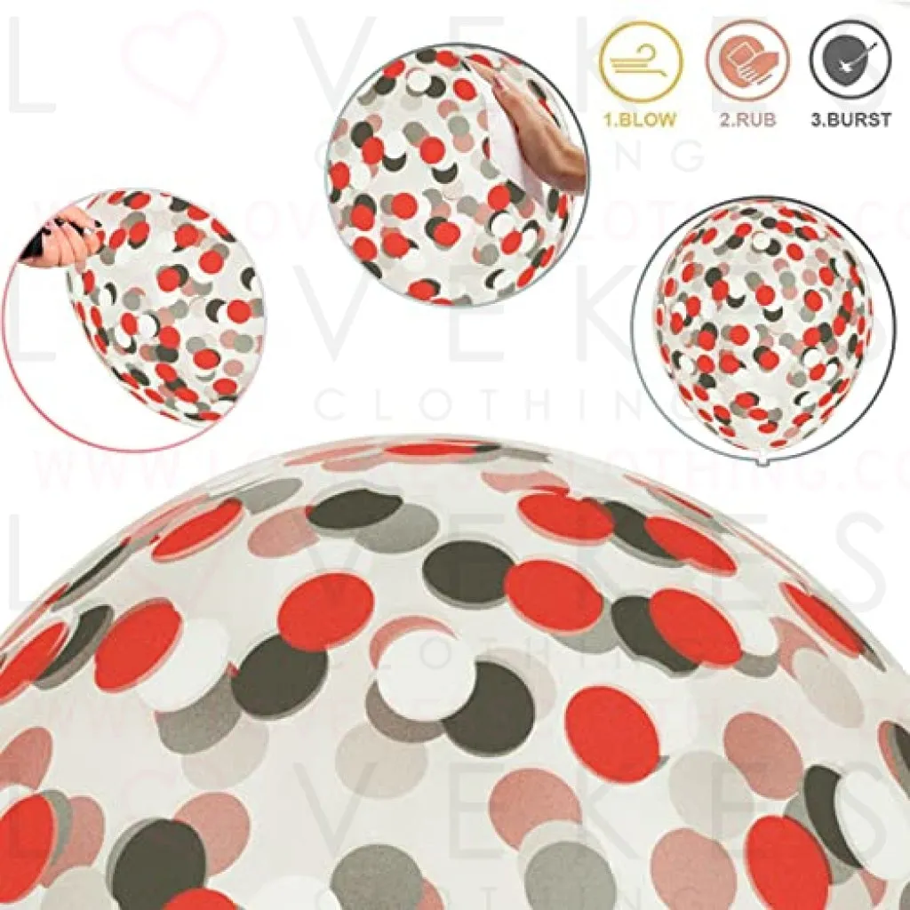 Red Black and White balloons, 60 Pieces Matte Black Red White Chrome Silver Metallic Helium Party Balloons with Confetti Latex Balloon for Boys Birthday Baby Shower Graduation Casino Party Decorations