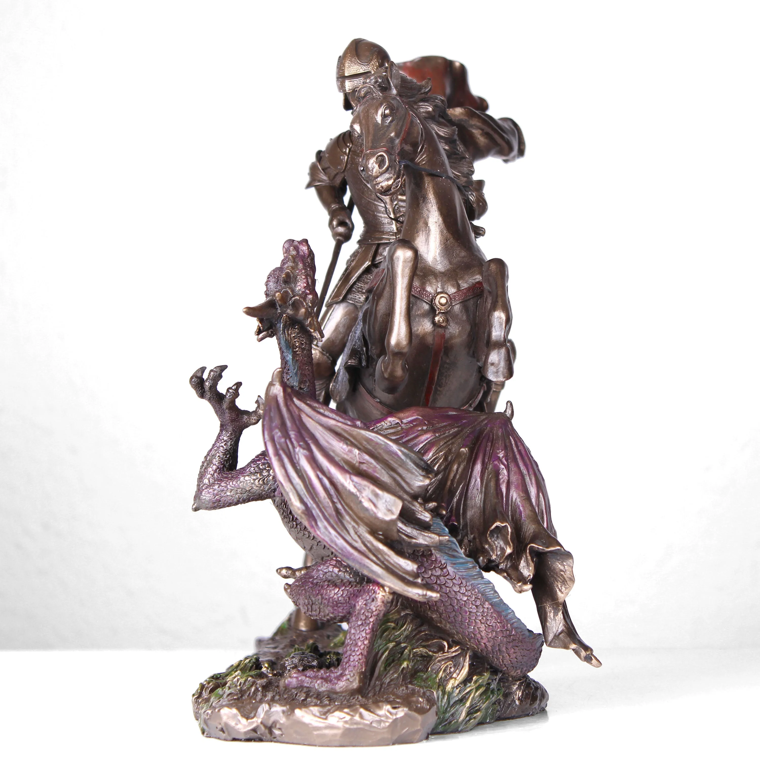 Saint George Killing the Dragon Statue (Cold Cast Bronze Sculpture)