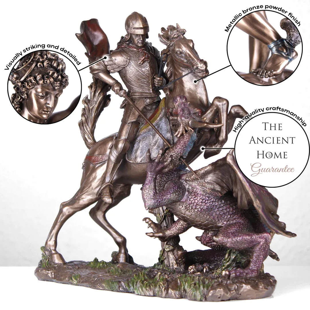 Saint George Killing the Dragon Statue (Cold Cast Bronze Sculpture)