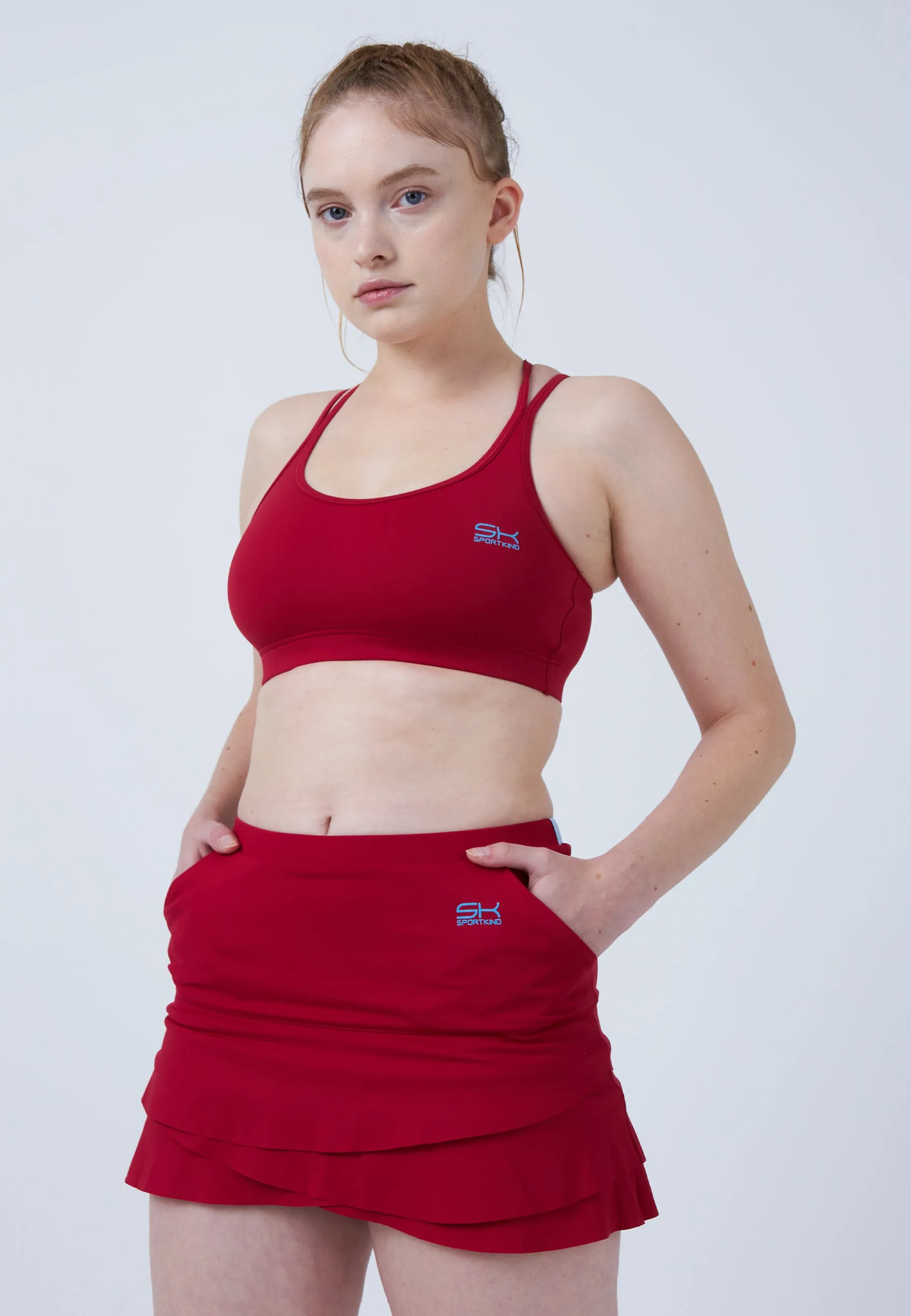 Tulip Tennis Skort with pockets, bordeaux red