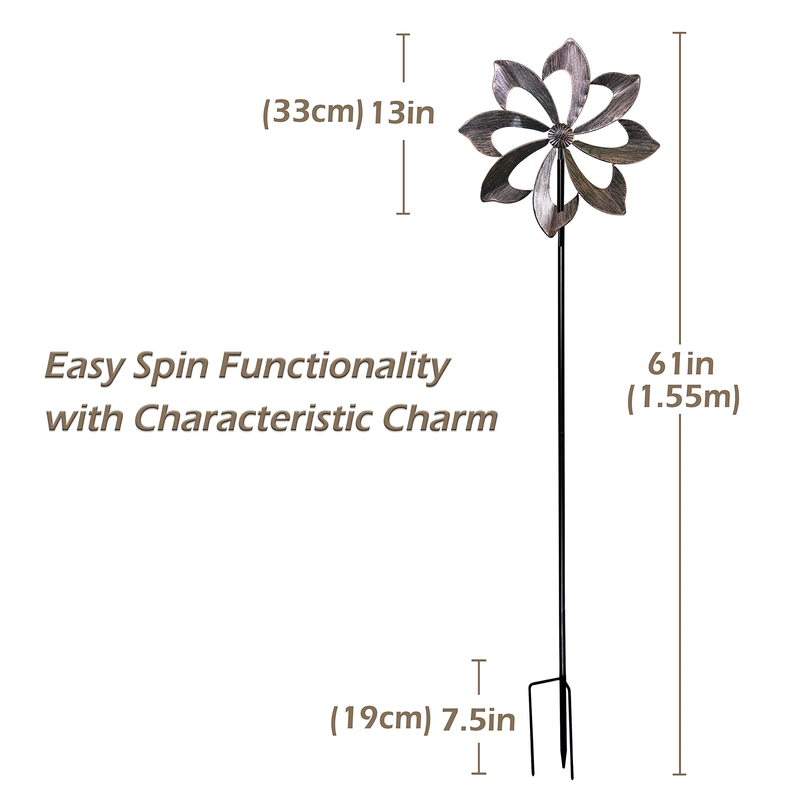 Wind Spinner Dahlia 61In Single Blade Easy Spinning Kinetic Wind Spinner For Outside